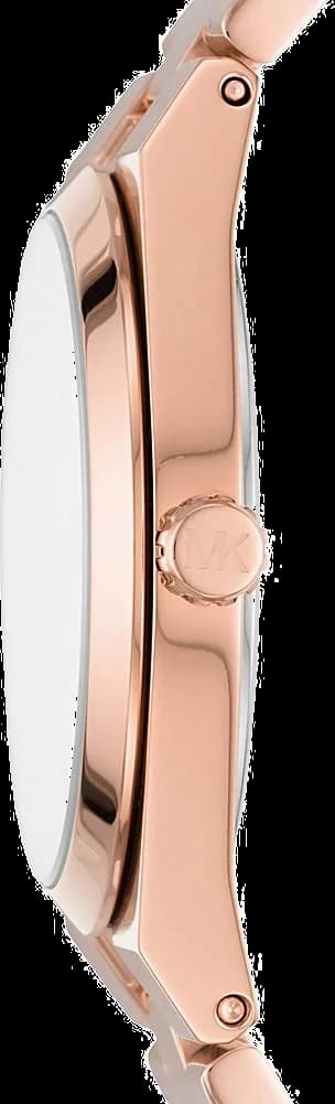 Cadran Michael Kors MK6624 avec index cristaux, aiguilles dorées et date à 3h nacré