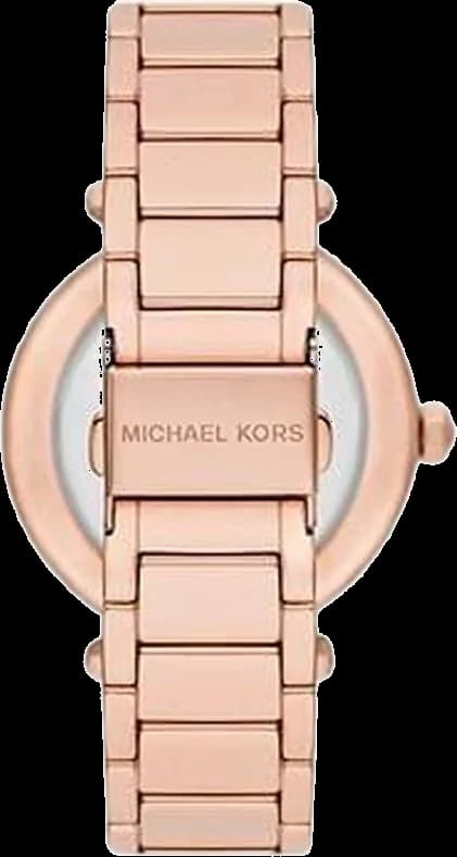 Cadran Michael Kors MK6660 avec index dorés, aiguilles bâtons et date à 3h sur fond or soleil