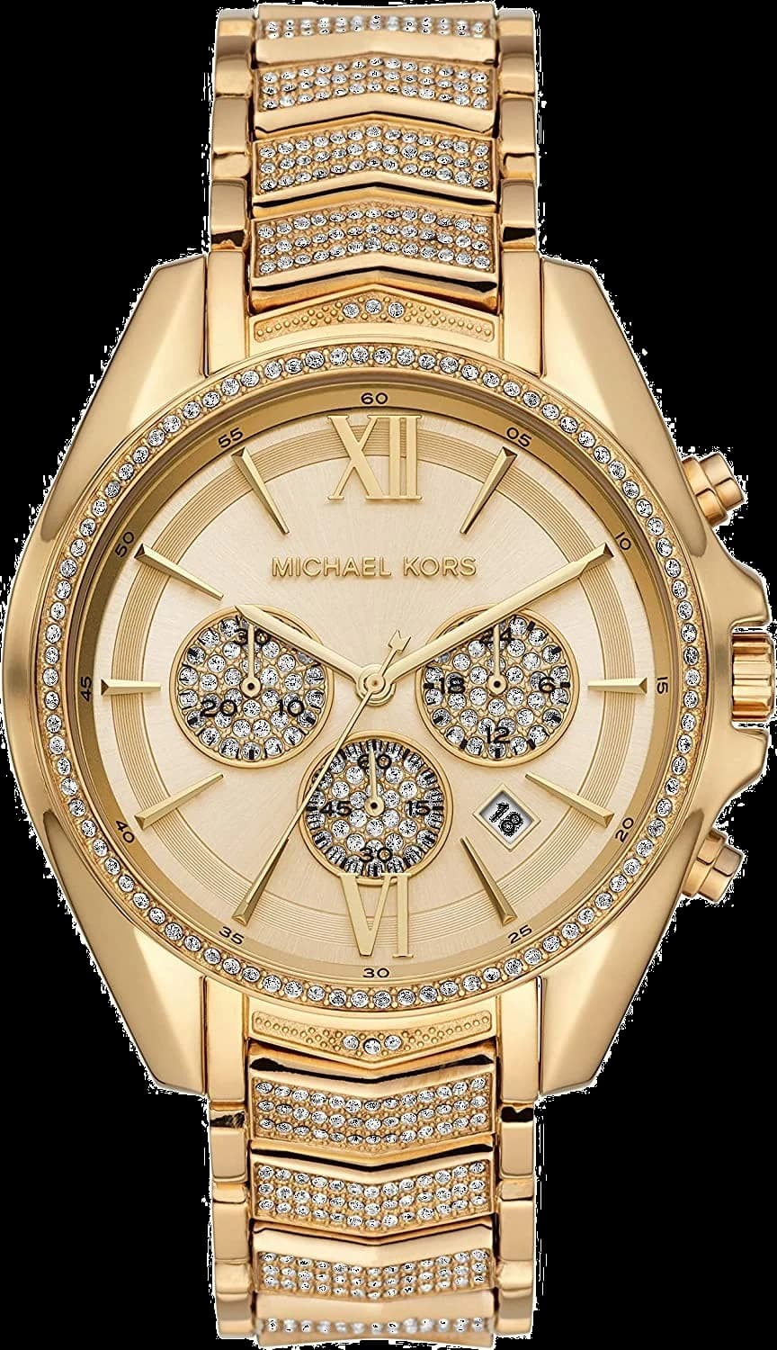 Montre Michael Kors MK6729 avec cadran scintillant incrusté de cristaux et aiguilles dorées style glamour