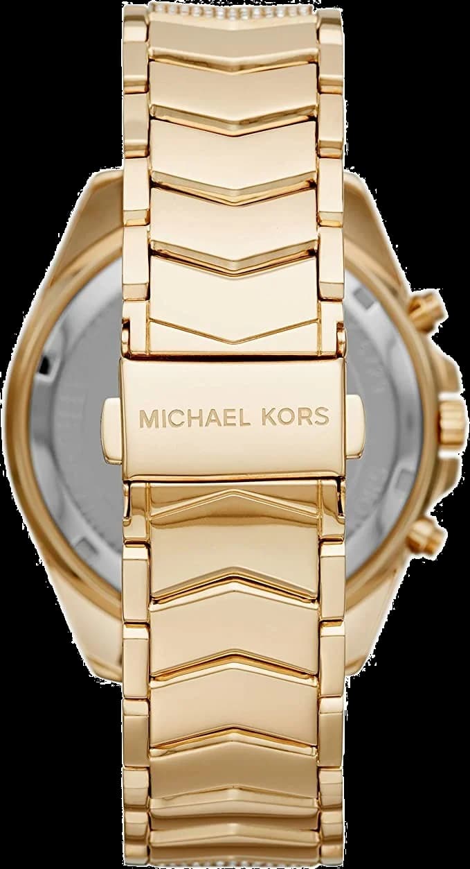 Bracelet Michael Kors MK6729 en acier inoxydable doré incrusté de cristaux, fermoir déployante, ajustable