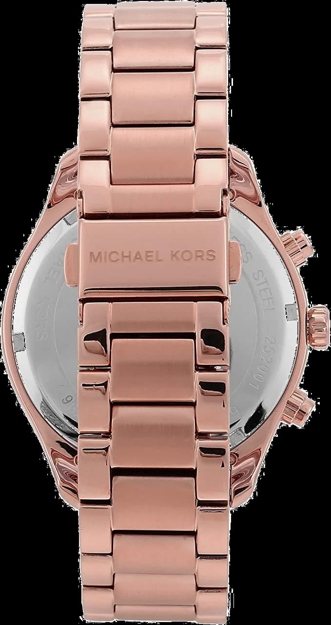 Bracelet Michael Kors MK6796 en acier bicolore or rose et argent, maillons alternés et fermoir déployant