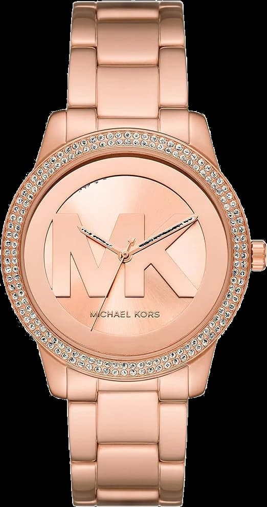 Montre Michael Kors MK6880 avec cadran blanc et acier or rose, style élégant et féminin, design raffiné