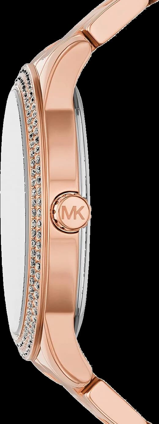Cadran Michael Kors MK6880 avec index bâtons dorés et aiguilles squelettées, date à 3h, pureté classique
