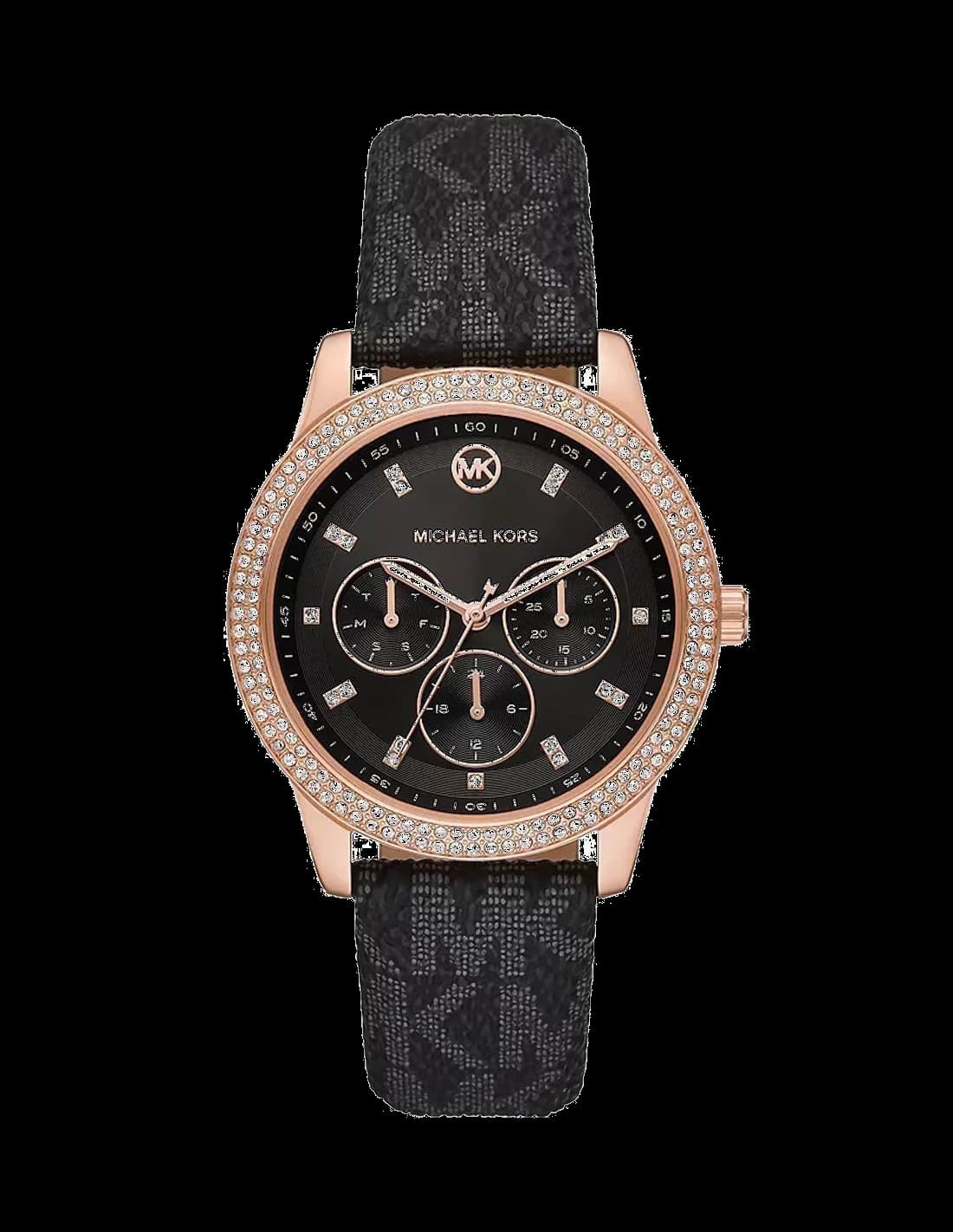 Montre Michael Kors MK6968 au cadran noir orné de cristaux, style chic et élégant pour femme