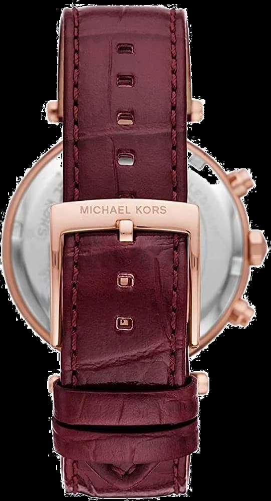Cadran Michael Kors MK6986 avec index bâtons dorés, aiguilles dauphine et date à 3h, élégance intemporelle