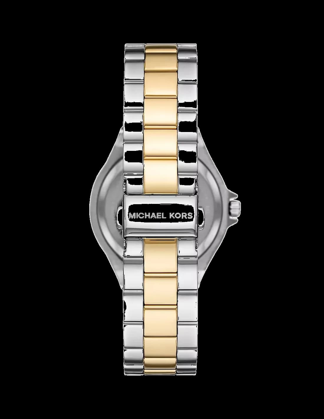 Bracelet Michael Kors MK6988 en acier inoxydable bicolore, maillons alternés or et argent, fermoir déployant