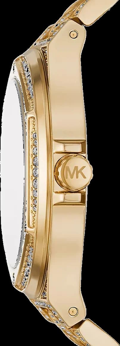 Bracelet Michael Kors MK6991 pavé en acier inoxydable bicolore argent et or, fermoir déployant ajustable, texture lisse
