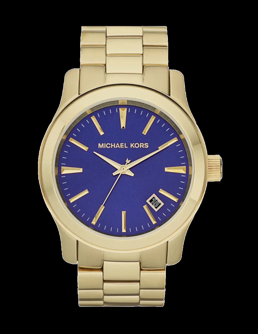 Montre Michael Kors MK7049 au cadran bleu soleillé avec finitions dorées, style élégant et raffiné