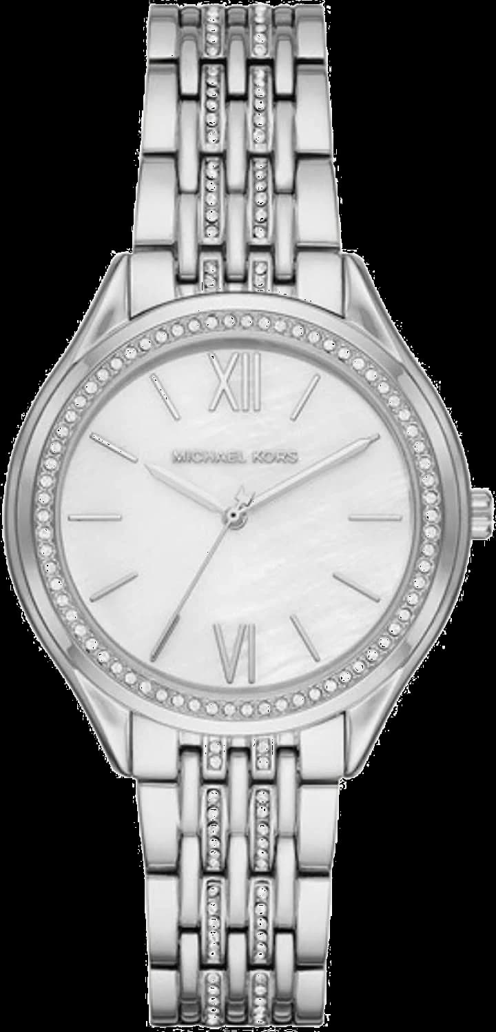 Montre Michael Kors MK7075 avec cadran doré soleil et aiguilles dorées nacré