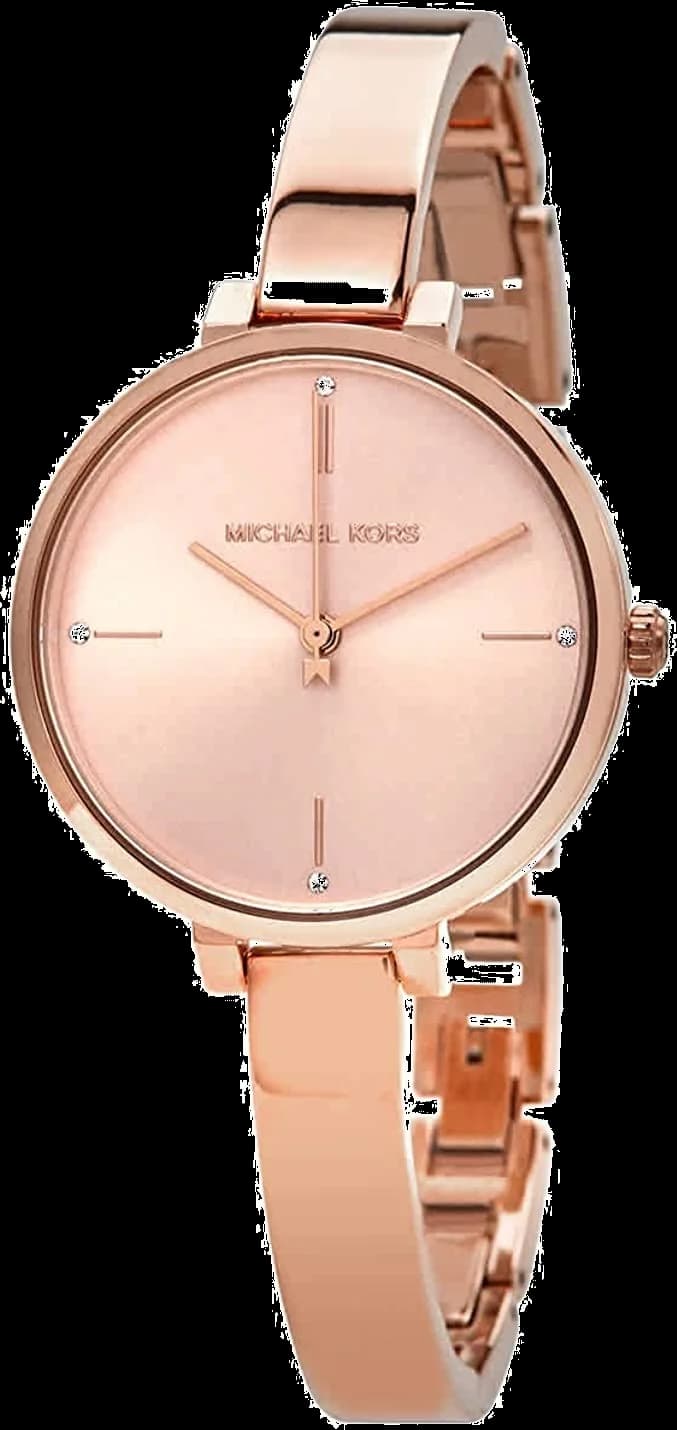 Montre Michael Kors MK7119 au cadran blanc nacré avec index dorés et aiguilles bâton, style chic et lumineux