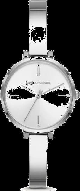 Montre Michael Kors MK7120 avec cadran blanc soleil et aiguilles dorées, style chic moderne