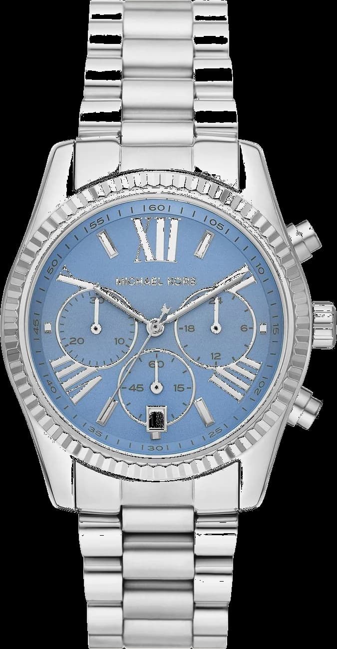 Montre Michael Kors MK7215 au cadran noir soleil avec index bâtons et affichage date à 3h, style chic et moderne