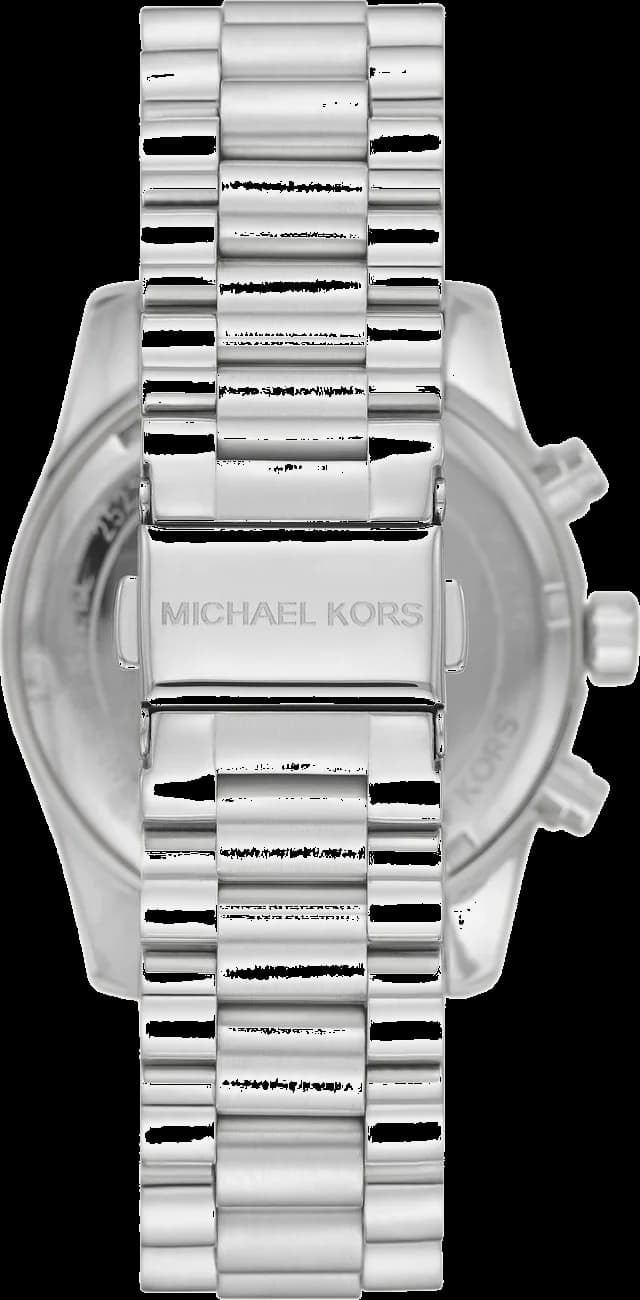 Bracelet Michael Kors MK7215 en acier inoxydable bicolore or rose et argent, maillons lisses, fermoir déployante signé