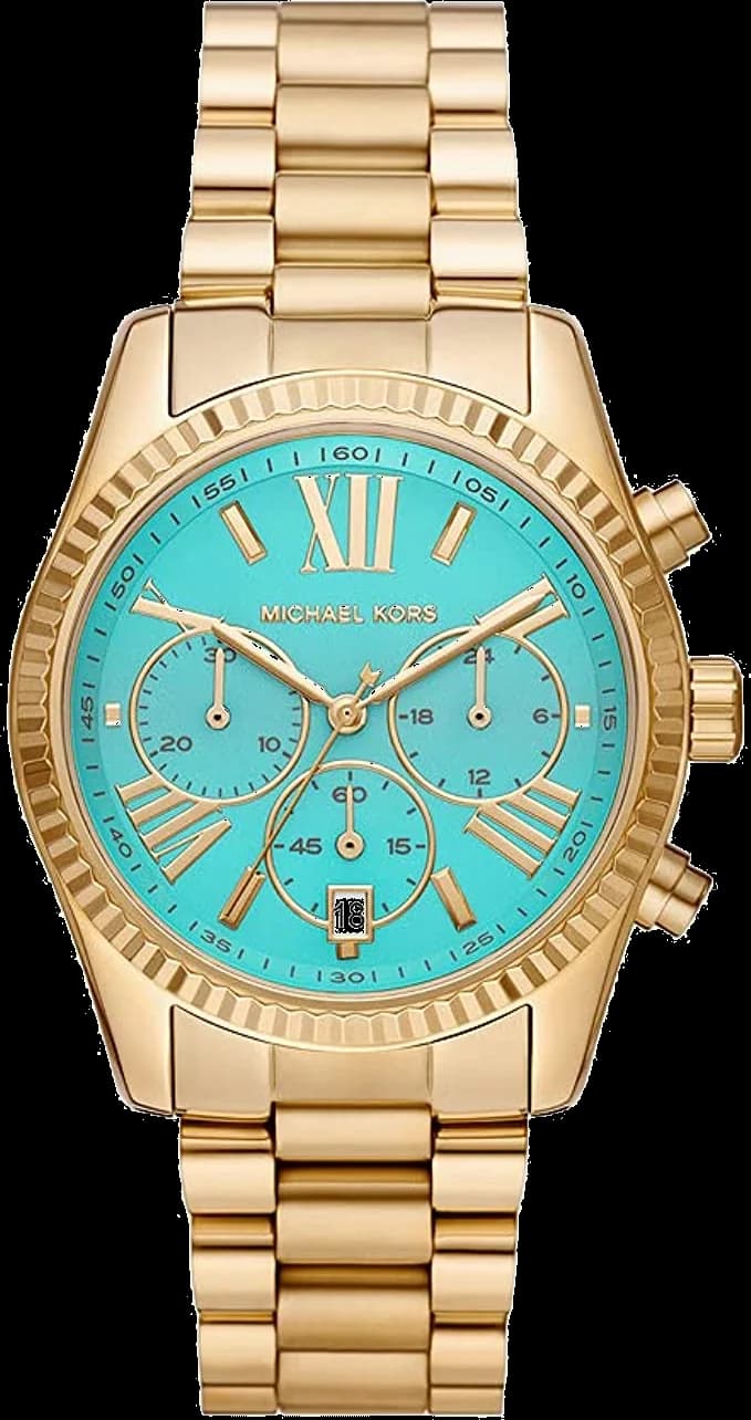 Montre Michael Kors MK7216 avec cadran turquoise et acier brossé, style chic et moderne