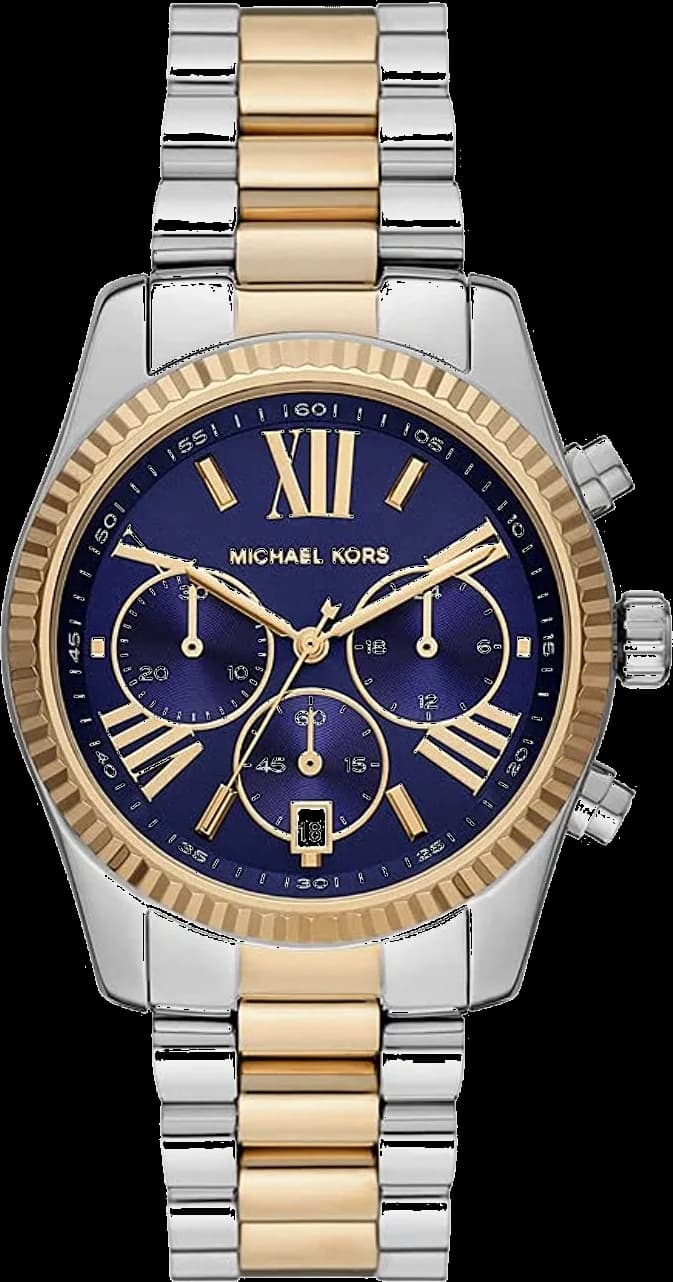 Montre Michael Kors MK7218 vue principale cadran blanc avec index dorés et aiguilles bâton