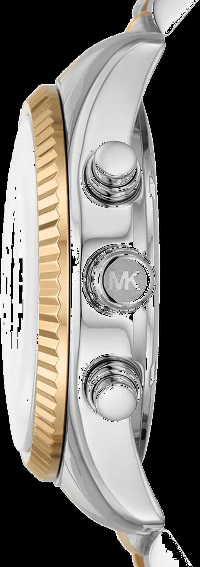 Cadran Michael Kors MK7218 avec index appliqués dorés, aiguilles bâton et date à 3h
