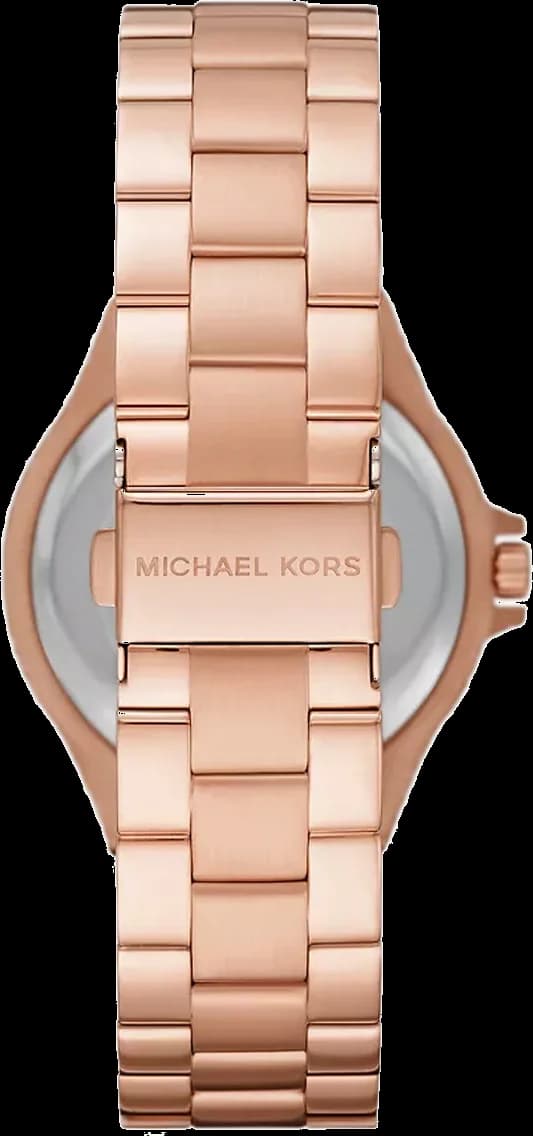Cadran Michael Kors MK7233 noir soleil avec index dorés, aiguilles dorées, date à 3h et couronne crantée