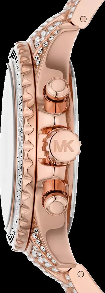 Bracelet Michael Kors MK7235 en acier inoxydable doré rose, maillons lisses et fermoir déployante double sécurité