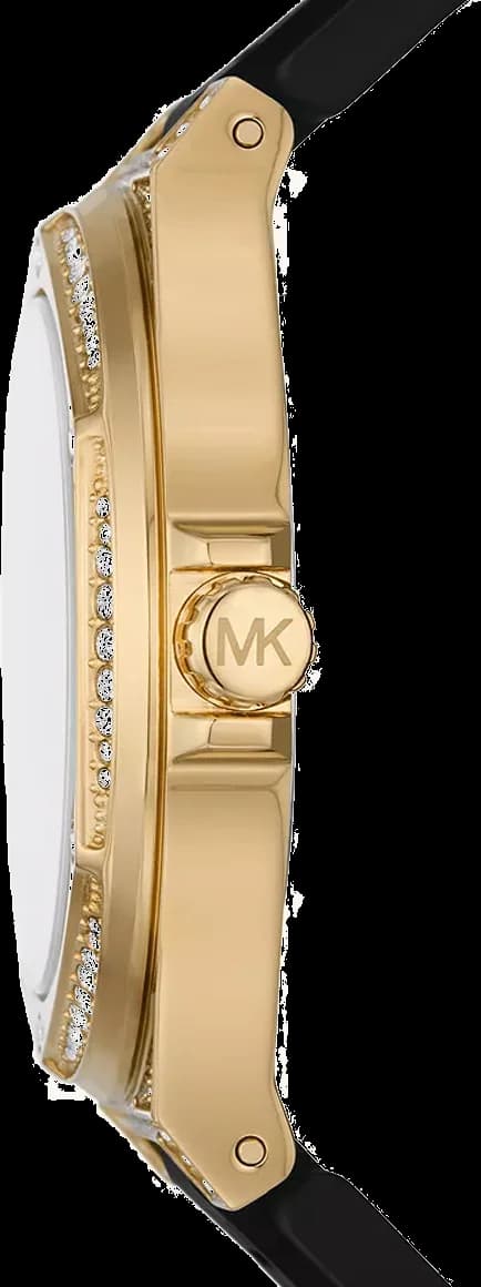 Bracelet Michael Kors MK7247 en silicone noir souple et résistant, fermoir boucle ardillon doré, confort optimal