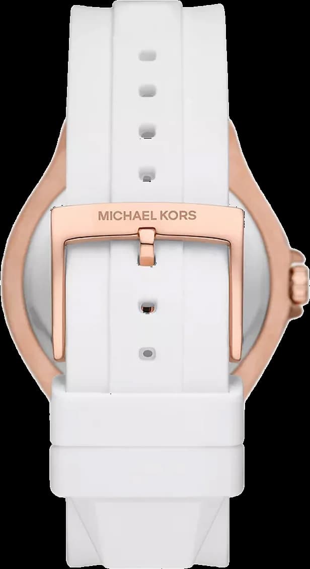 Cadran Michael Kors MK7248 blanc pavé de cristaux index baguette et date à 3h