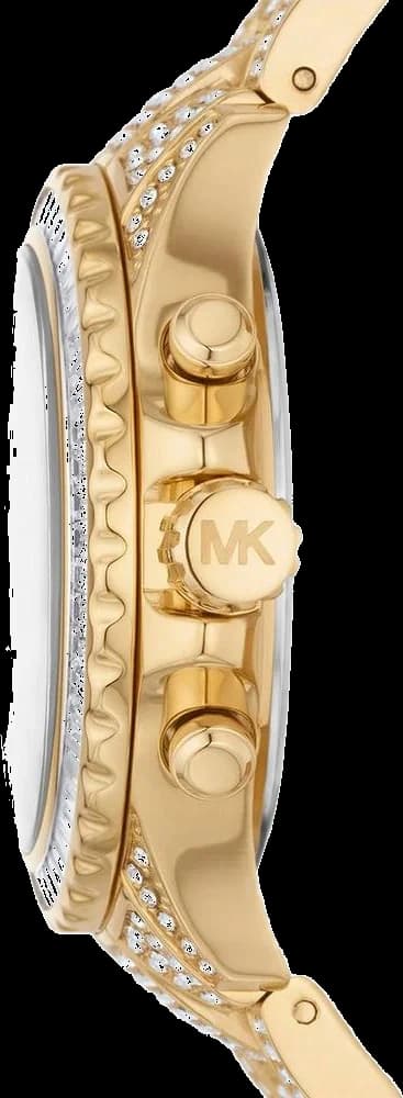 Cadran Michael Kors MK7254 avec index et aiguilles dorés, cristaux scintillants sur l'ensemble