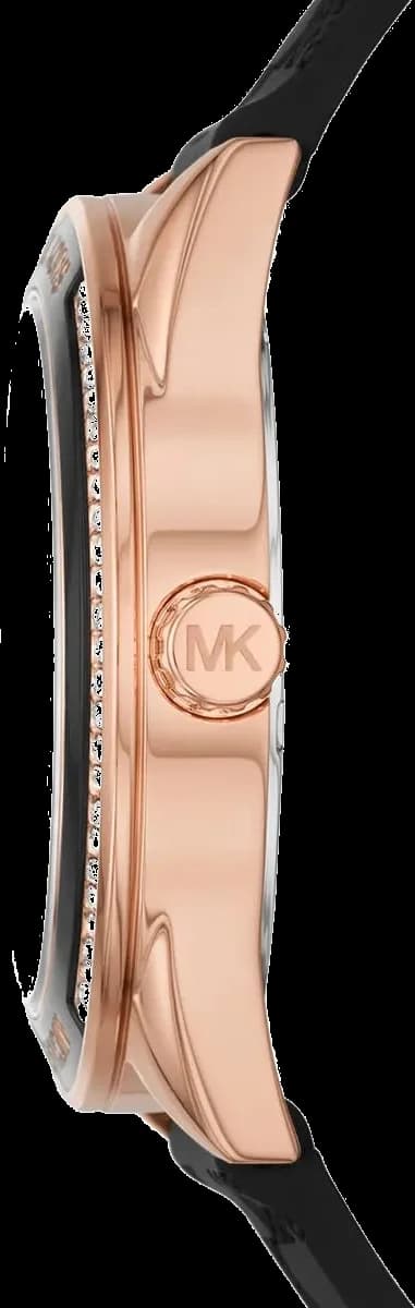 Bracelet Michael Kors MK7266 en silicone noir souple et résistant, fermoir à boucle ardillon en acier doré
