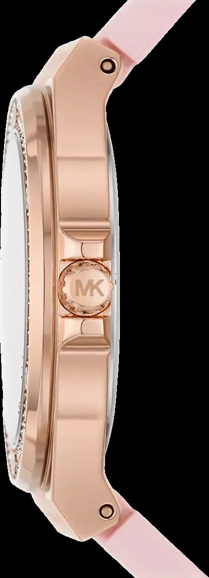 Bracelet Michael Kors MK7282 en silicone rose souple avec boucle ardillon en métal doré assorti