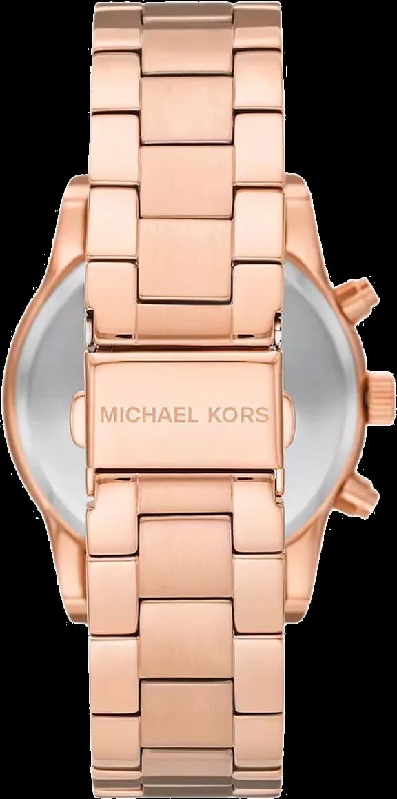 Cadran Michael Kors MK7302 index à cristaux, aiguilles dorées et compteurs chronographe, design raffiné