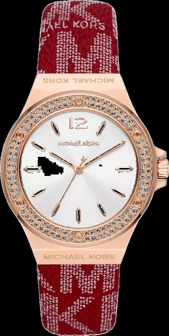 Montre Michael Kors Lennox MK7308 cadran blanc bracelet cuir rouge