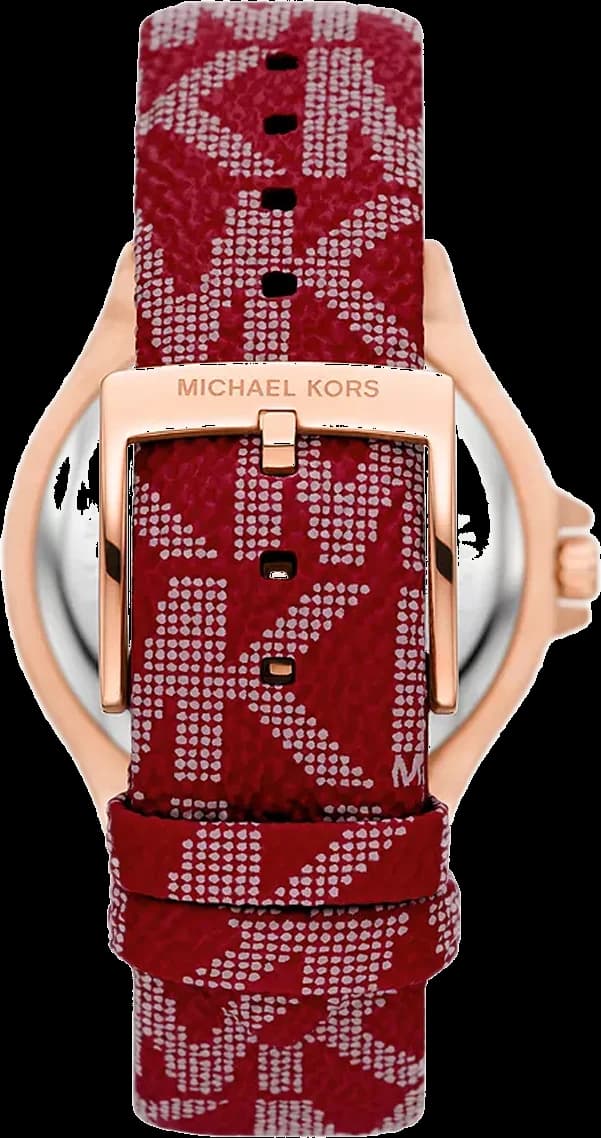 Bracelet Michael Kors MK7308 en cuir rouge avec coutures contrastées, boucle ardillon dorée
