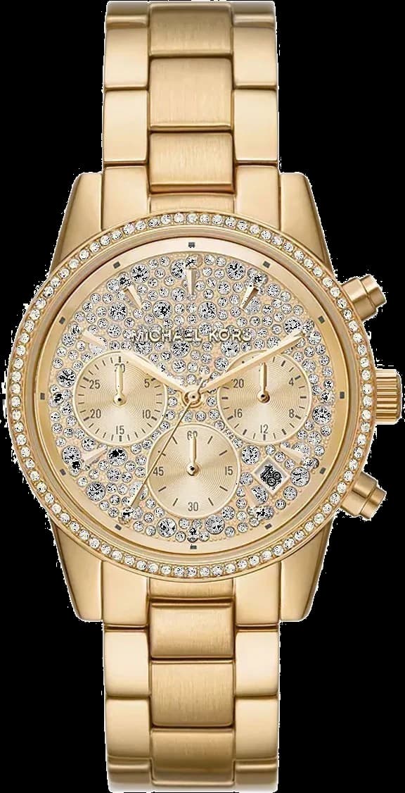 Montre femme chronographe Michael Kors Ritz MK7310 bracelet en acier doré jaune