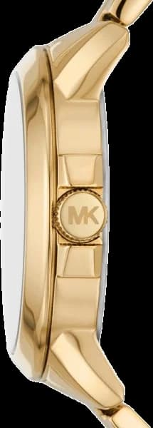 Cadran Michael Kors MK7317 avec index bâtons et logo MK, finition soleil dorée élégante