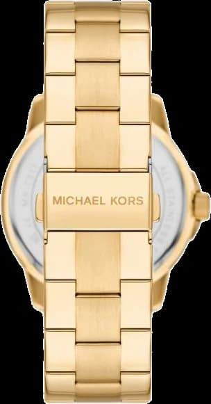 Bracelet Michael Kors MK7317 en acier doré avec maillons lisses, fermoir déployante signé Michael Kors