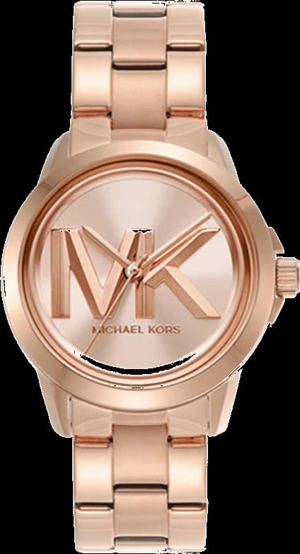 Montre Michael Kors MK7318 avec cadran blanc, index dorés et aiguilles bâton, style chic et féminin