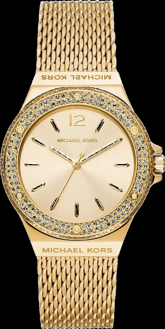 Montre Michael Kors MK7335 avec cadran pavé de cristaux et aiguilles dorées sur fond argenté
