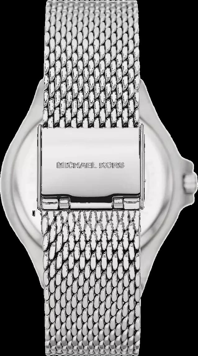Cadran Michael Kors MK7337 affiche index bâtons et aiguilles en acier brossé sur fond argenté