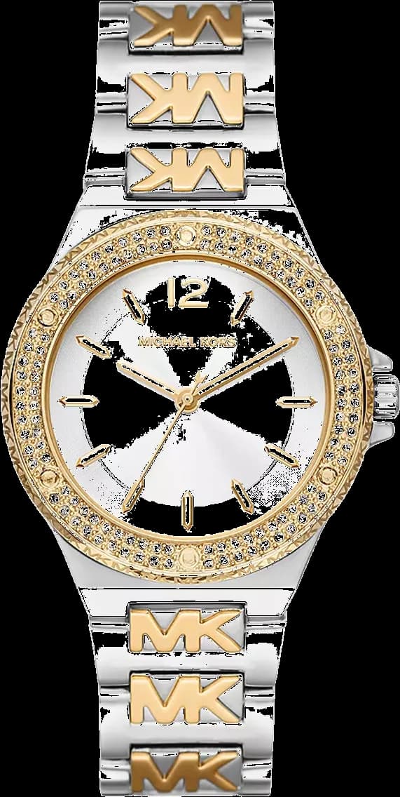 Montre Michael Kors MK7338 avec cadran blanc et index dorés, style élégant et féminin