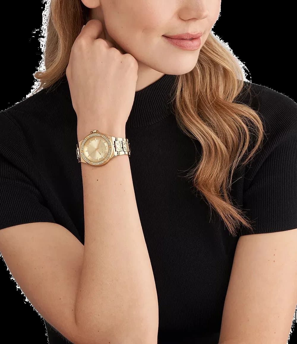 Montre femme Michael Kors Lennox MK7339 bracelet en acier inoxydable gravé MK vue 4