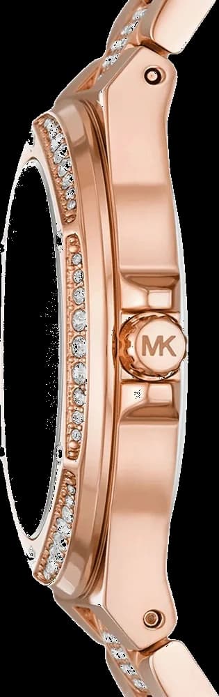 Cadran Michael Kors MK7362 aux index bâtons dorés et aiguilles dauphine, date à 3h, mouvement quartz