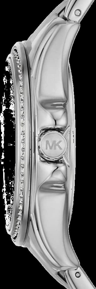 Bracelet Michael Kors MK7368 en acier inoxydable argenté à maillons larges, fermoir déployant double sécurité et finition polie