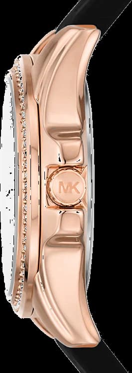 Cadran Michael Kors MK7373 avec guichets chronographe, aiguilles dorées et index bâtons, lisibilité optimale