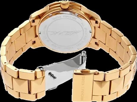 Bracelet Michael Kors MK7389 en acier inoxydable bicolore or et argent, maillons polis et satinés, fermoir déployant