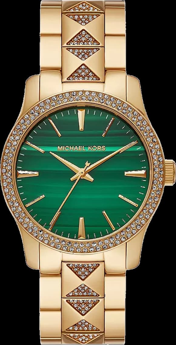 Montre Michael Kors MK7390 au cadran vert orné de cristaux, style moderne et élégant