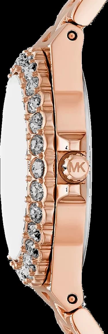 Bracelet Michael Kors MK7396 en acier inoxydable bicolore or rose et argent, maillons lisses et fermoir déployante
