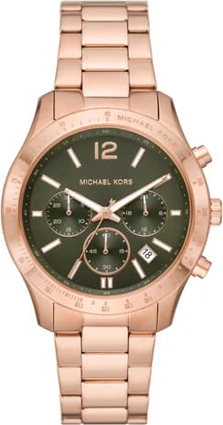Montre Michael Kors MK7412 au cadran vert soleil et boîtier doré rose, style chic et féminin