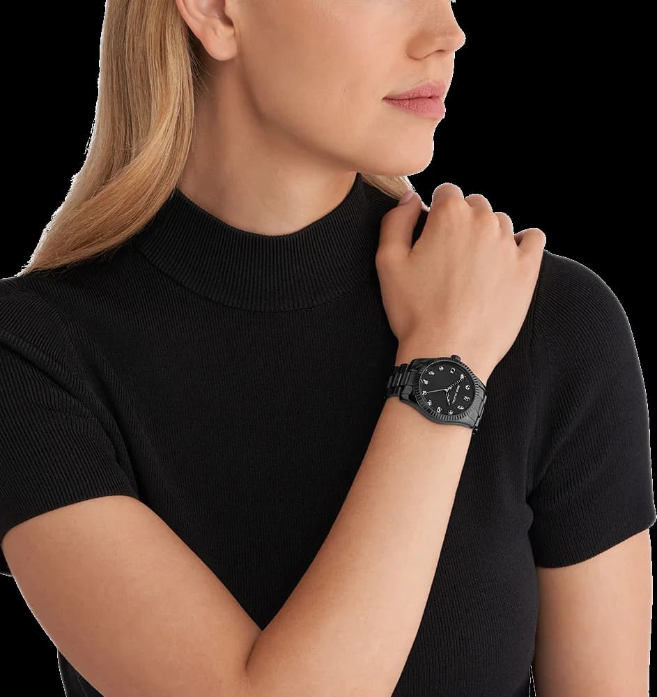 Montre Michael Kors MK7442 en Acier Inoxydable avec Cadran Noir Pavé de Cristaux vue 5