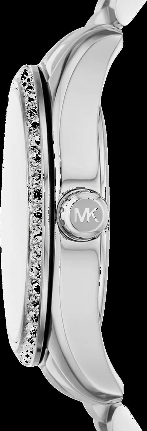 Cadran Michael Kors MK7445 avec index à cristaux, aiguilles dorées et date à 3h