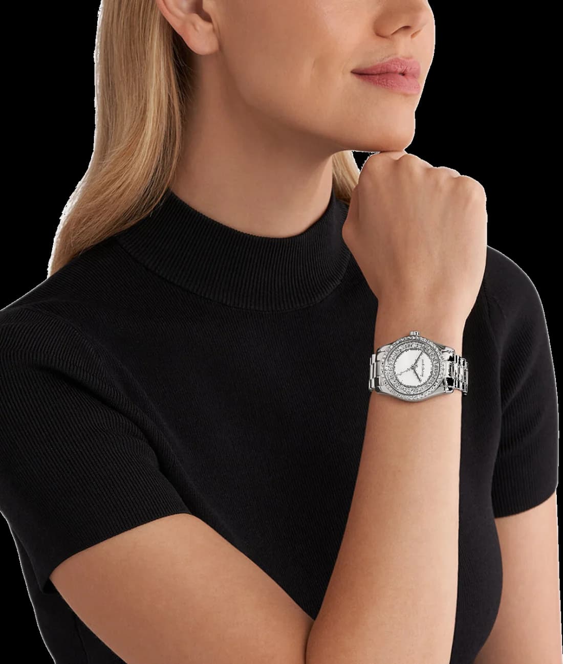 Bracelet Michael Kors MK7445 en acier inoxydable doré à maillons larges, fermoir déployant