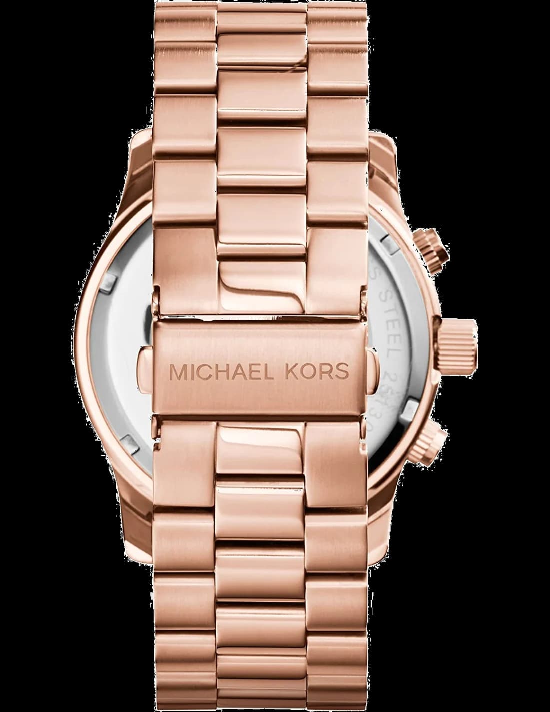 Bracelet Michael Kors MK8096 en acier inoxydable bicolore or rose et argent, maillons alternés, fermoir déployante