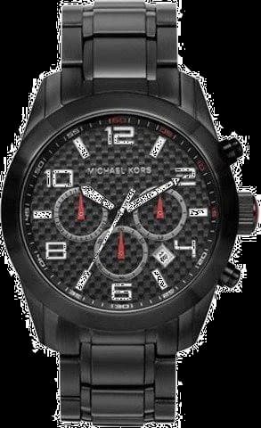 Montre Michael Kors MK8219 au cadran texturé noir avec détails rouges, style sport chic